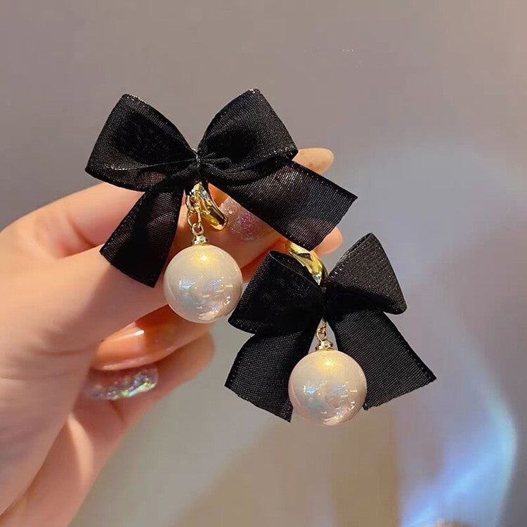 Ribbon Bow Knot Pearl Earrings fashionnsio