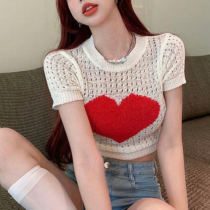 Heart Hollow-out Knitted Top