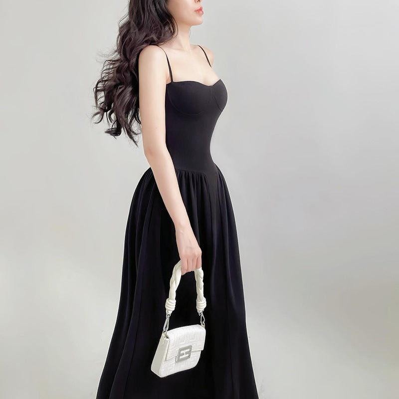 Pleated Slim Waist Long Dress