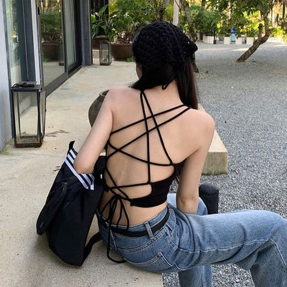 Lace Up Backless Tank Top