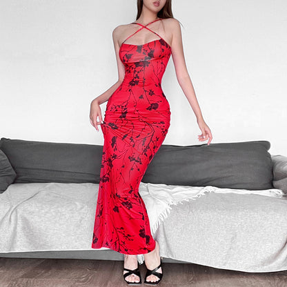 Floral Printed Bodycon Long Dress