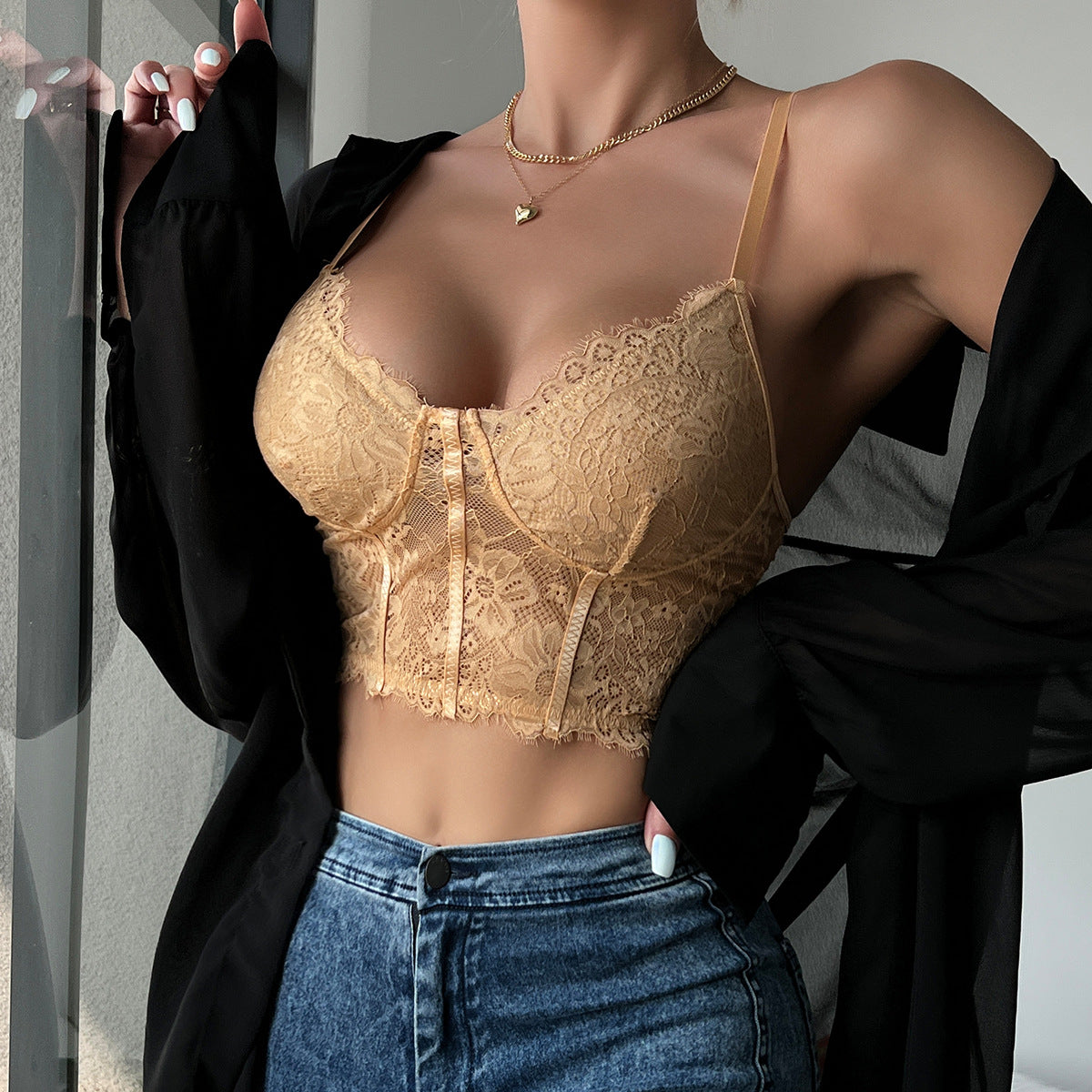 Lace Mesh Corset Top fashionnsio