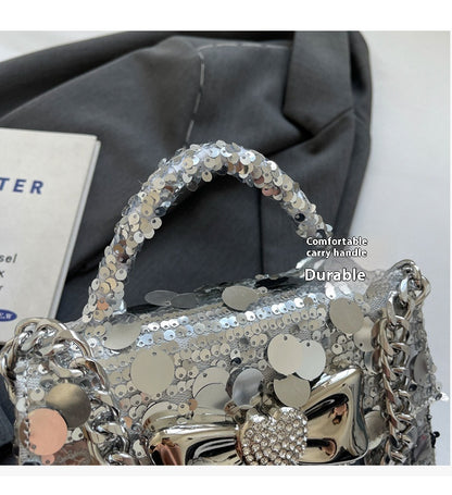 Bow Diamond Shiny Sequin Handbags