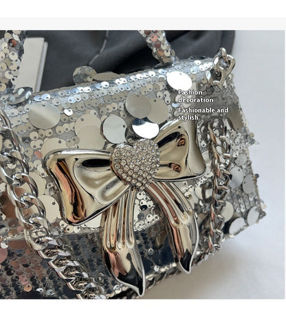 Bow Diamond Shiny Sequin Handbags