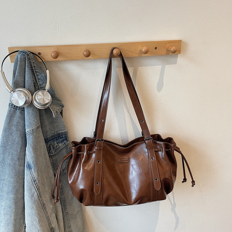 Pleated Large Shoulder Bags - Fashionnsio