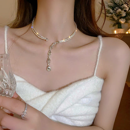 Serpentine Zircon Drop Choker