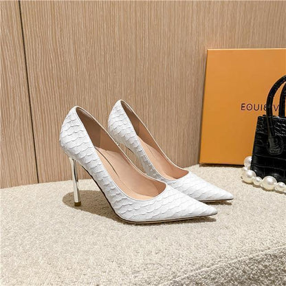 Textured Pointed Stiletto Heels - Fashionnsio