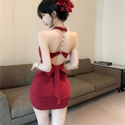 Chain Strap Bodycon Mini Dress - Fashionnsio