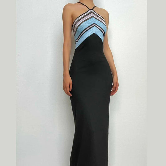 Striped Halter Maxi Dress