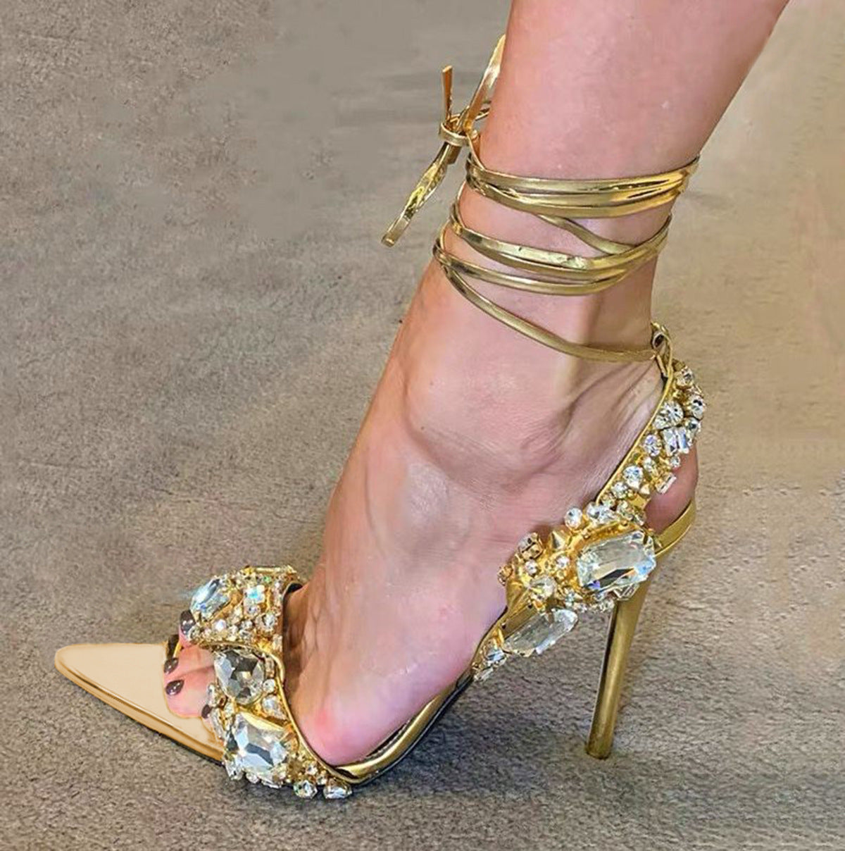 Golden lace up Diamond Heel