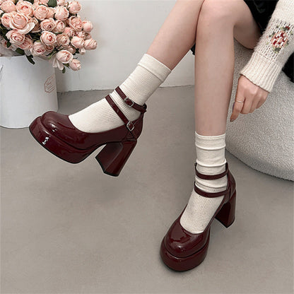 Mary Jane Ankle Strap Chunky Heels