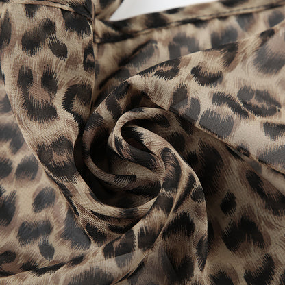 Leopard Print Top With Scarf - Fashionnsio