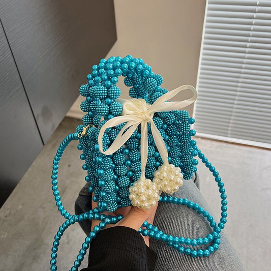 Pearl Beading Bow Sling Bags