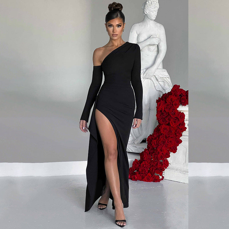 One-shoulder Bodycon Slit Dress