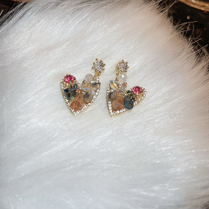 Crystal Love Heart Earrings fashionnsio