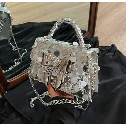 Bow Diamond Shiny Sequin Handbags