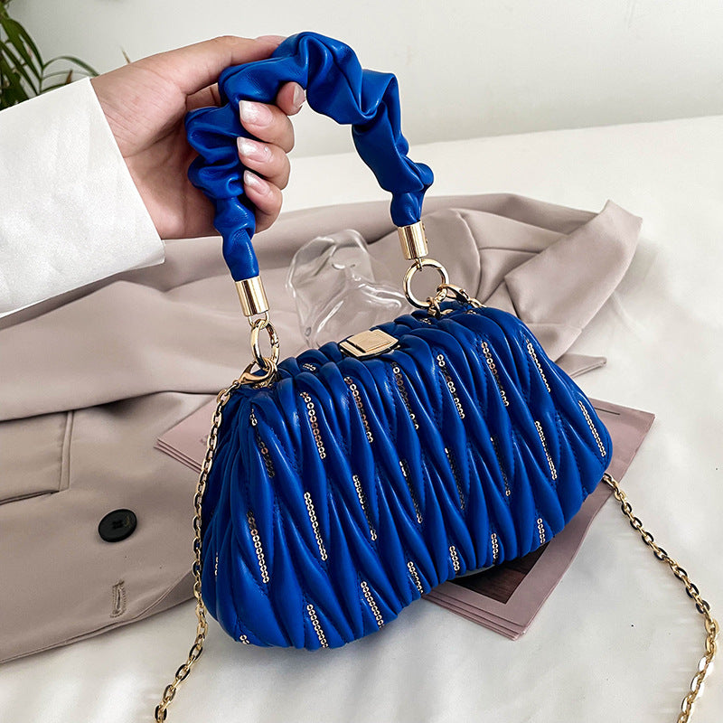 Embroidered Pleated Clutch Handbags