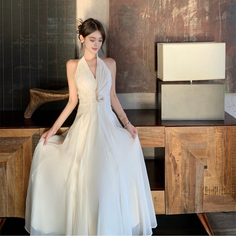 Halter Floral Maxi Dress - Fashionnsio