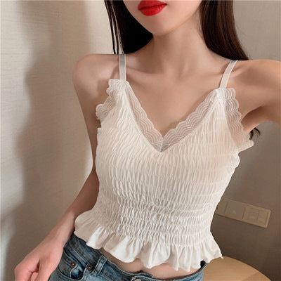 Lace Padded Pleated Top