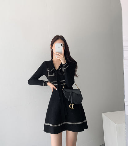 Knitted Lace up Bow Dress