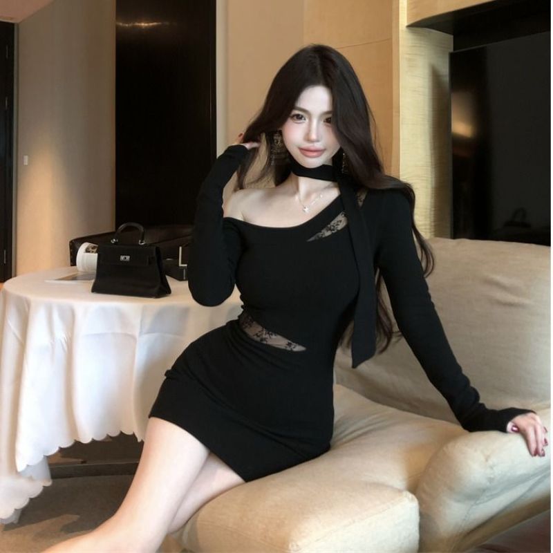 Off Shoulder Lace Scarf Dress - Fashionnsio