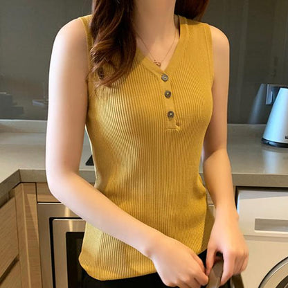 Knitted Button Tank Top