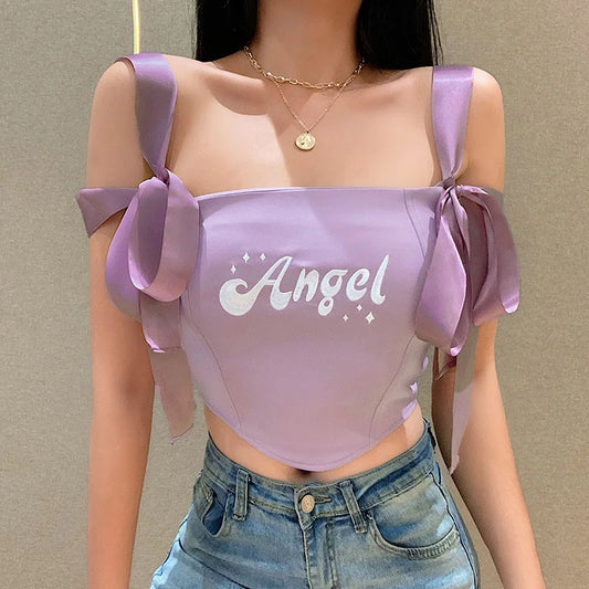 Ribbon Bow Knot Crop Top