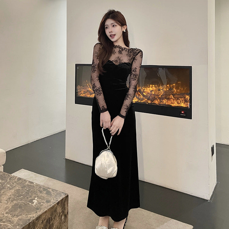 Lace Patchwork Bodycon Dress - Fashionnsio