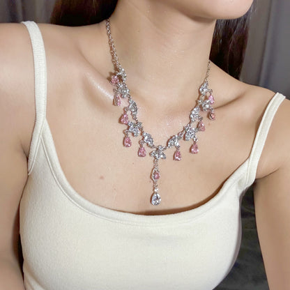 Teardrop Gemstone Diamond Necklace - Fashionnsio