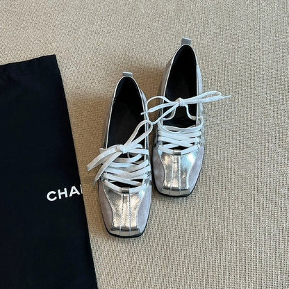 Lace Up Ballet Flats - Fashionnsio
