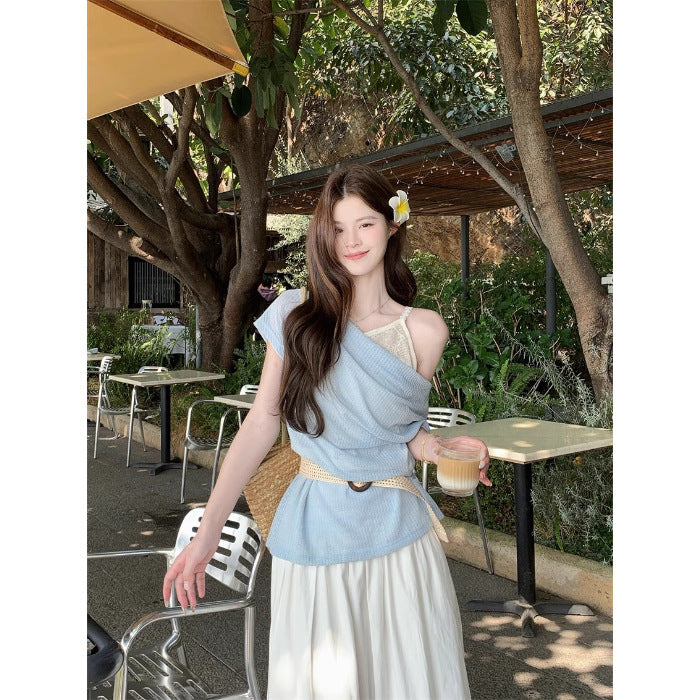 Layered Belted Knit Top - Fashionnsio