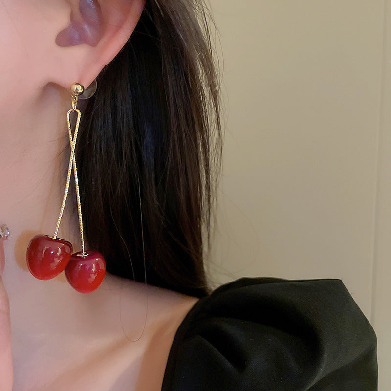 Red Cherry Dangle Earrings fashionnsio