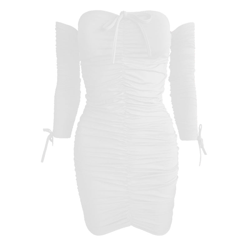 Lace-up Bodycon Pleated Dress