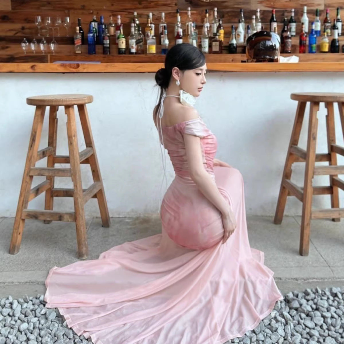 Off Shoulder Floral Mermaid Dress - Fashionnsio