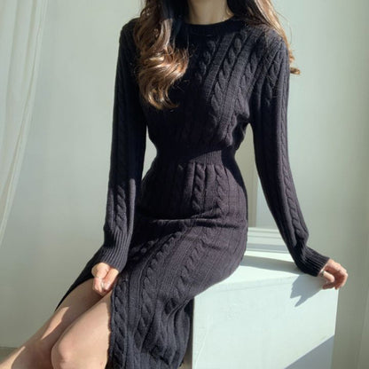 Two Style Split Knit Sweater Dress