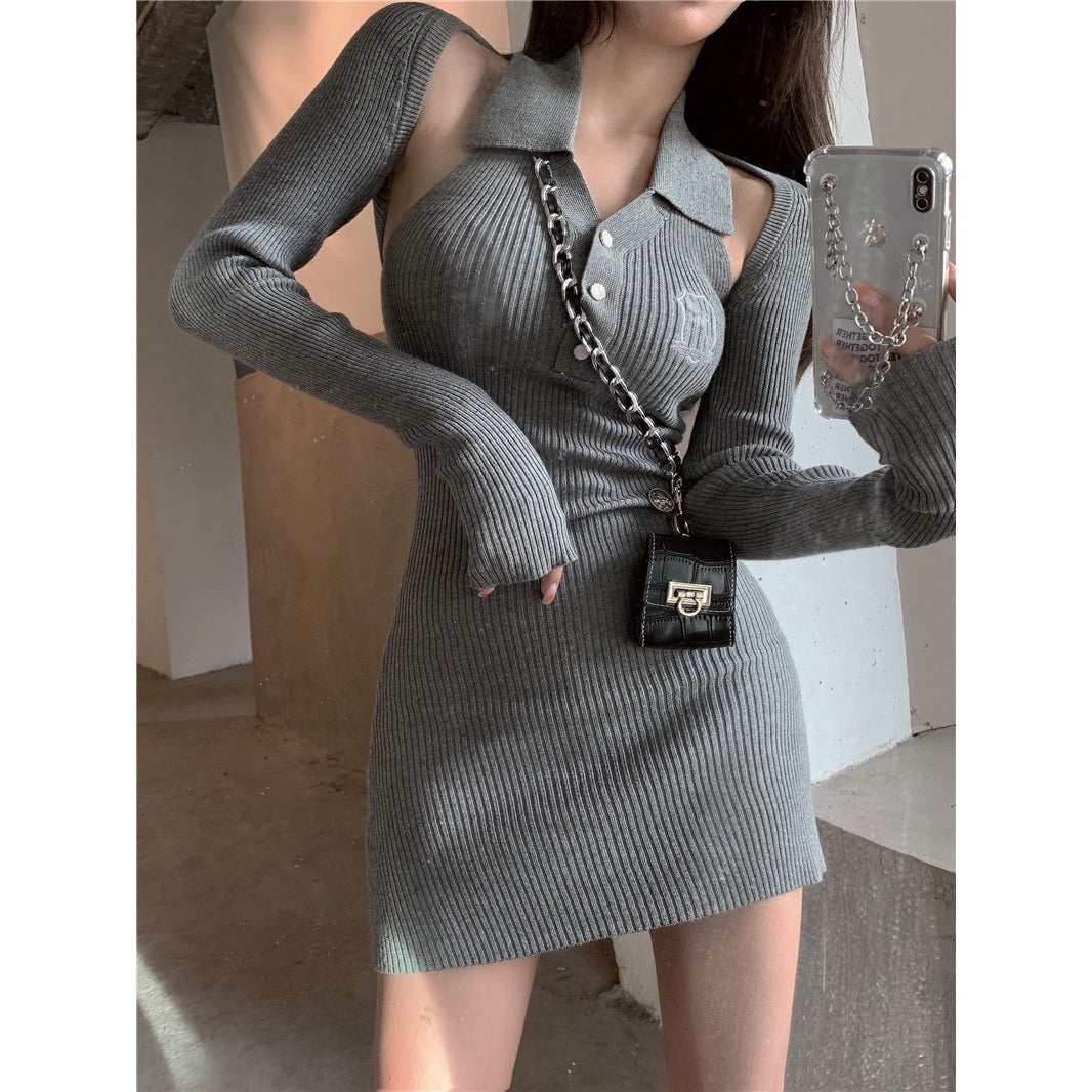 Korean Mini Dress + Cardigan