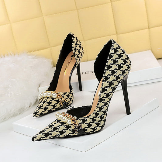 Pearl Checkered Grains Heels