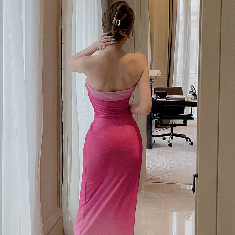 Pink Gradient Tube Dress