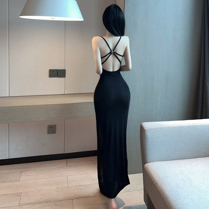 Backless Long Slit Dress