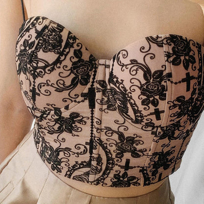 Printed Corset Crop Top