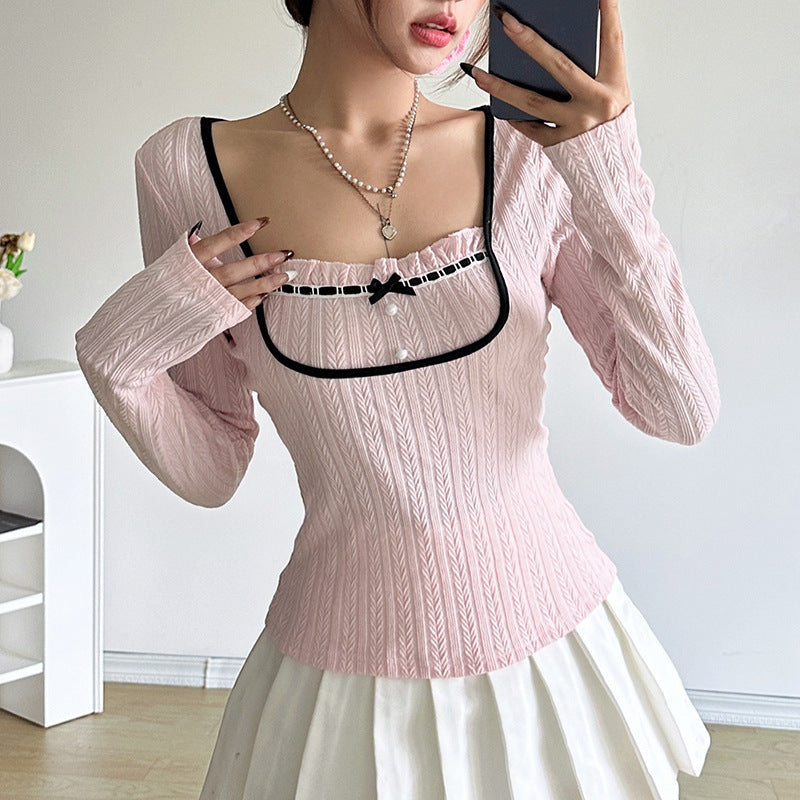 Y2K Knitted Bow Coquette Top