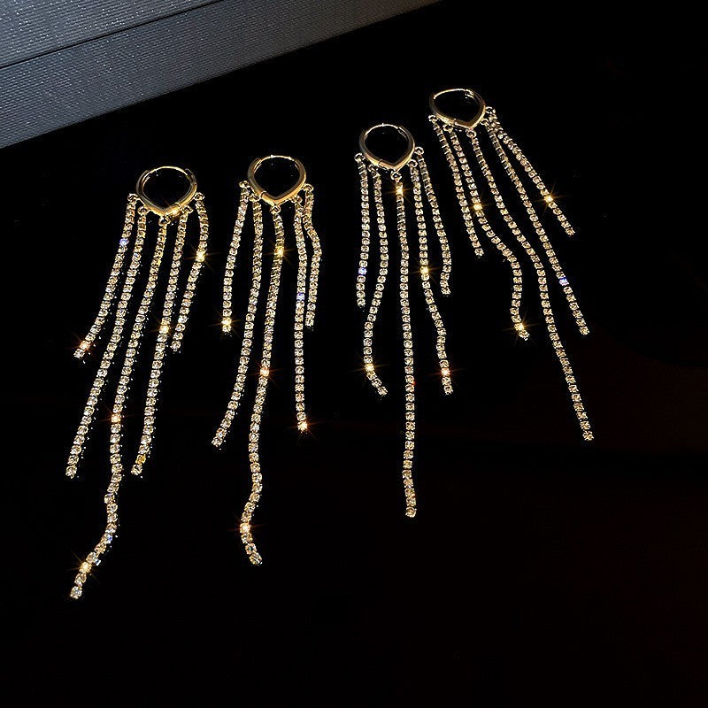 Diamond Long Fringe Rhinestone Earrings fashionnsio