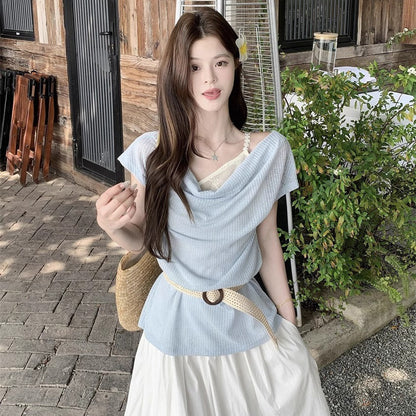 Layered Belted Knit Top - Fashionnsio