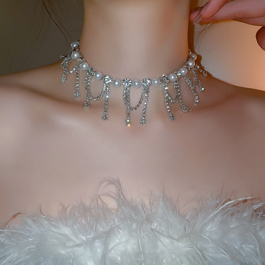 Diamond Tassel Choker Necklace - Fashionnsio