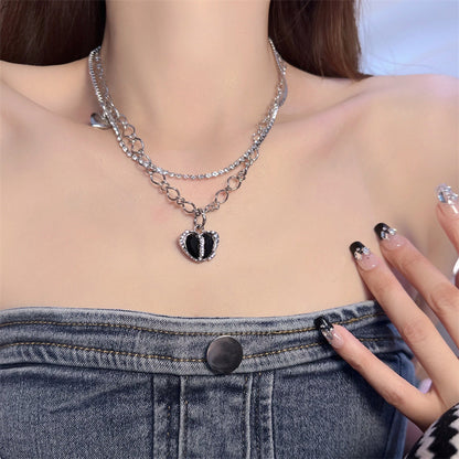 Black Heart Pendant Necklace