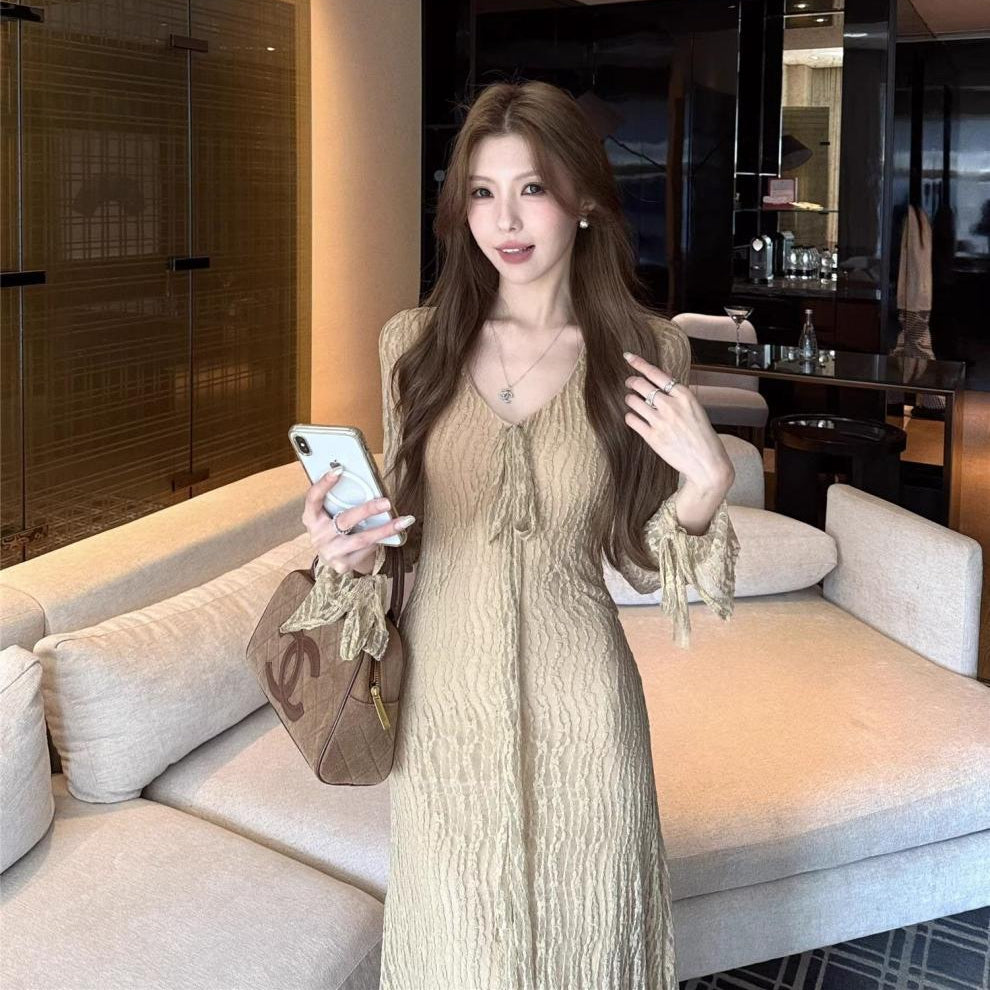 Mesh Long Sleeve Maxi Dress - Fashionnsio