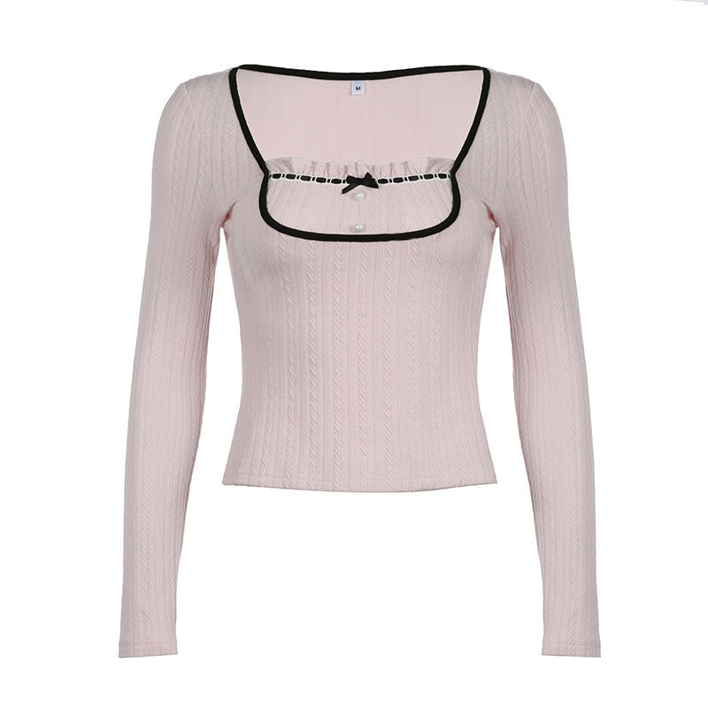 Y2K Knitted Bow Coquette Top