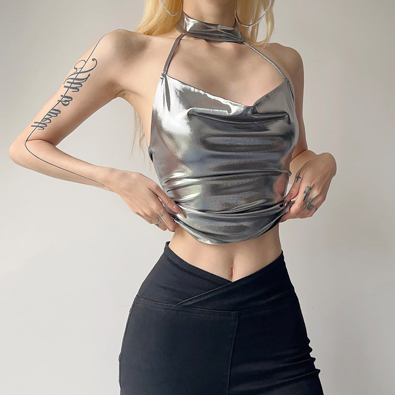 Metallic Shiny Halter Top