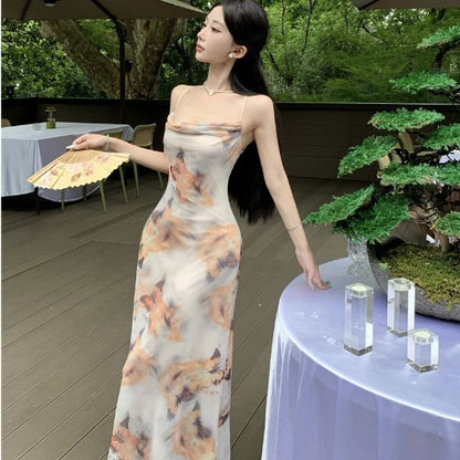 Butterfly Pattern Maxi Dress - Fashionnsio