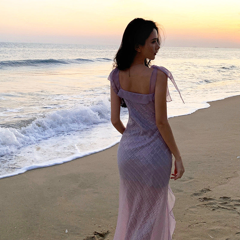 Sequin Ruffle Long Dress - Fashionnsio